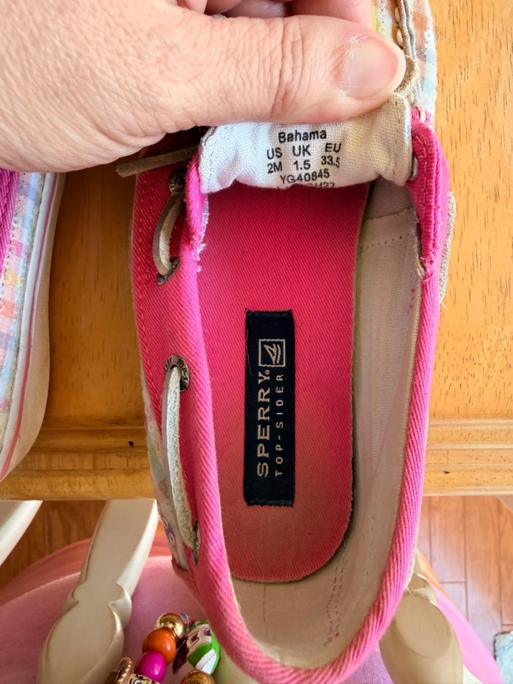 Sperry Kids Pink Plaid Canvas Moccasins Size 2M